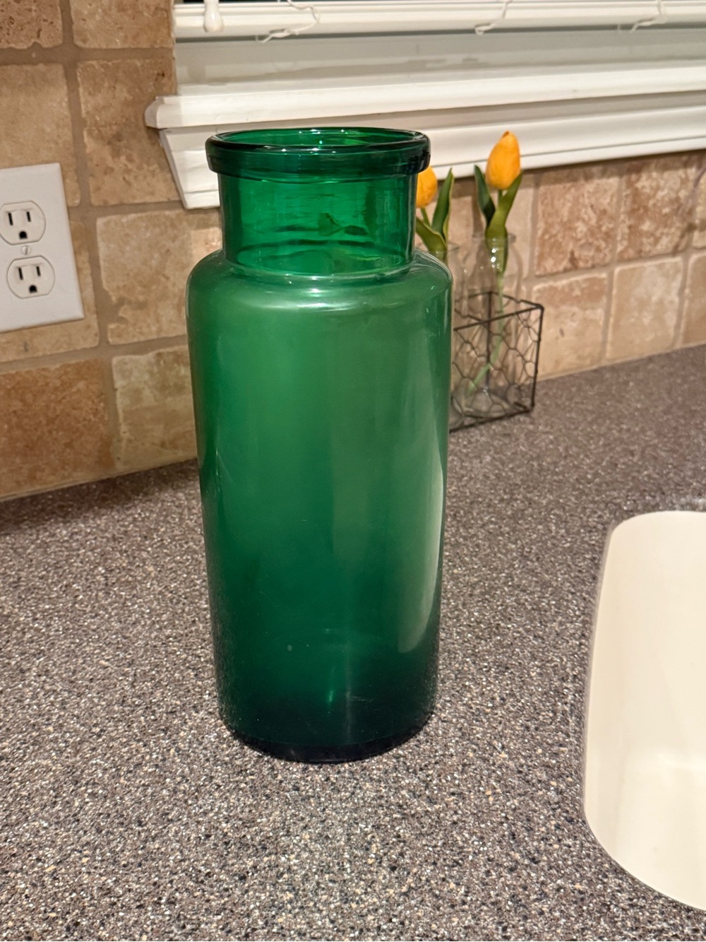 Vintage Emerald Green Art Glass Vase Mid Century Modern Scandinavian Style Decor